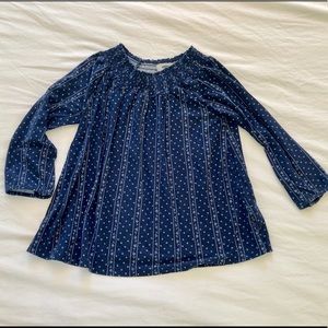Girls navy and white smocked blouse